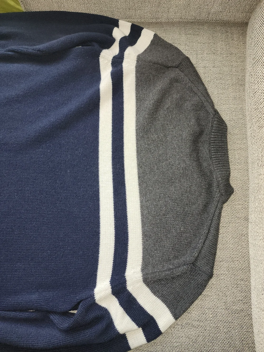 Banana Republic Navy, Gray & White Striped Crewneck Sweater